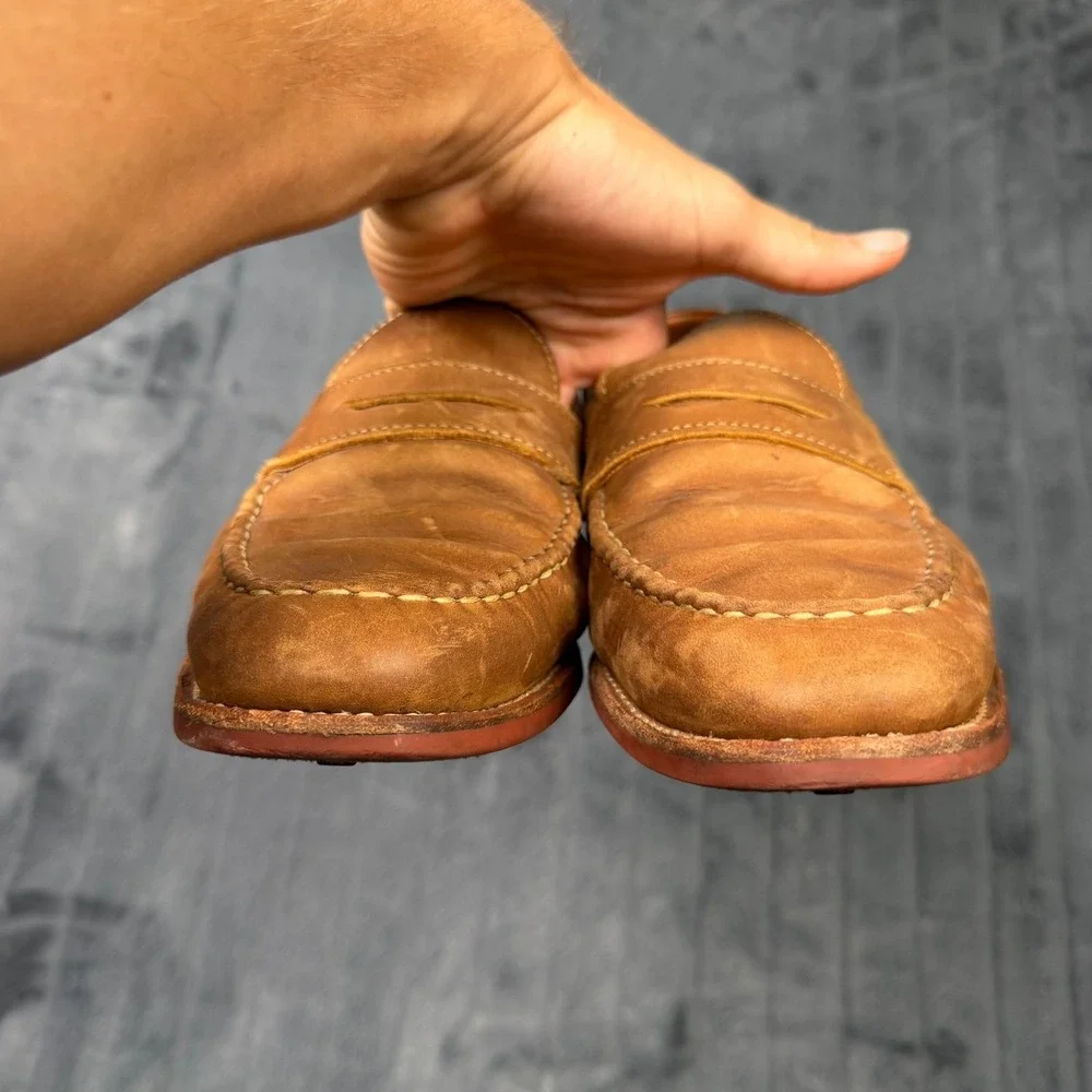Allen Edmonds Addison Penny Loafer Mens 11.5 D Tan Leather Red Dainite Sole 4614